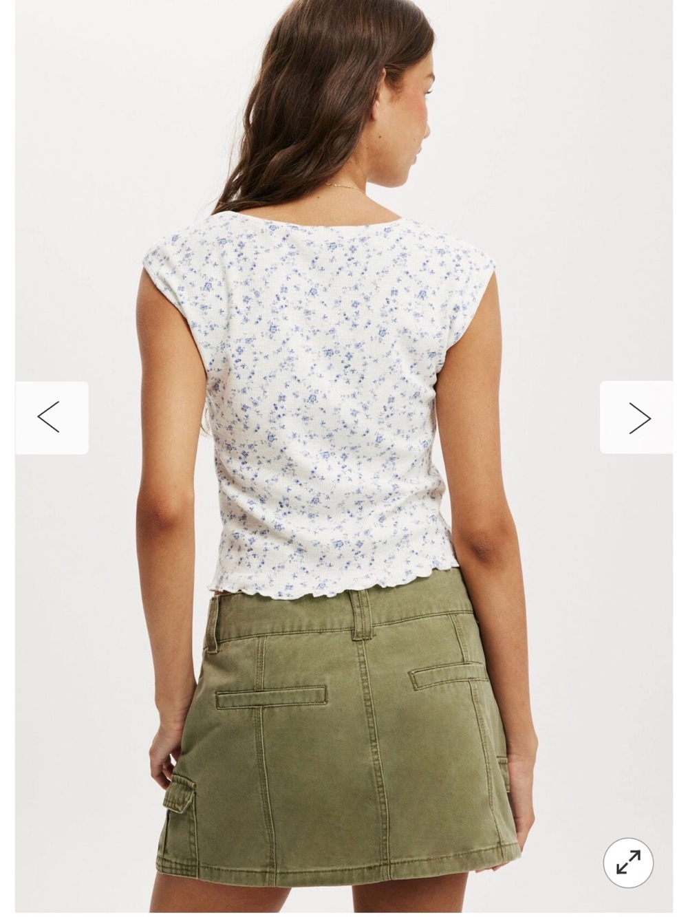 Cotton On Women’s Chelsea Open Front Ditsy Dusk Blue Floral Cottagecore Top SZ L - Picture 3 of 10
